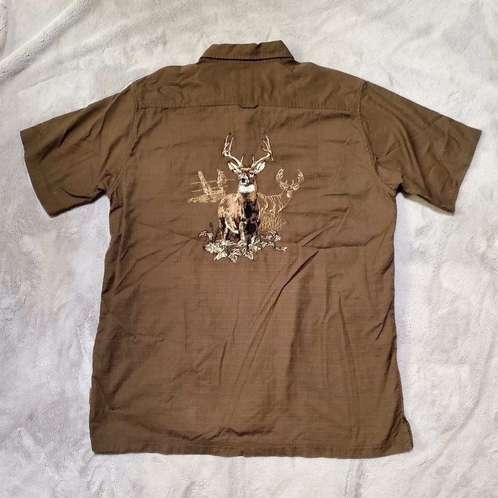Guide Series Army Green Hunting Deer Button Down Shirt Size Large